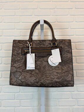 Alyssa Tote Bag Floral Embossed Taupe